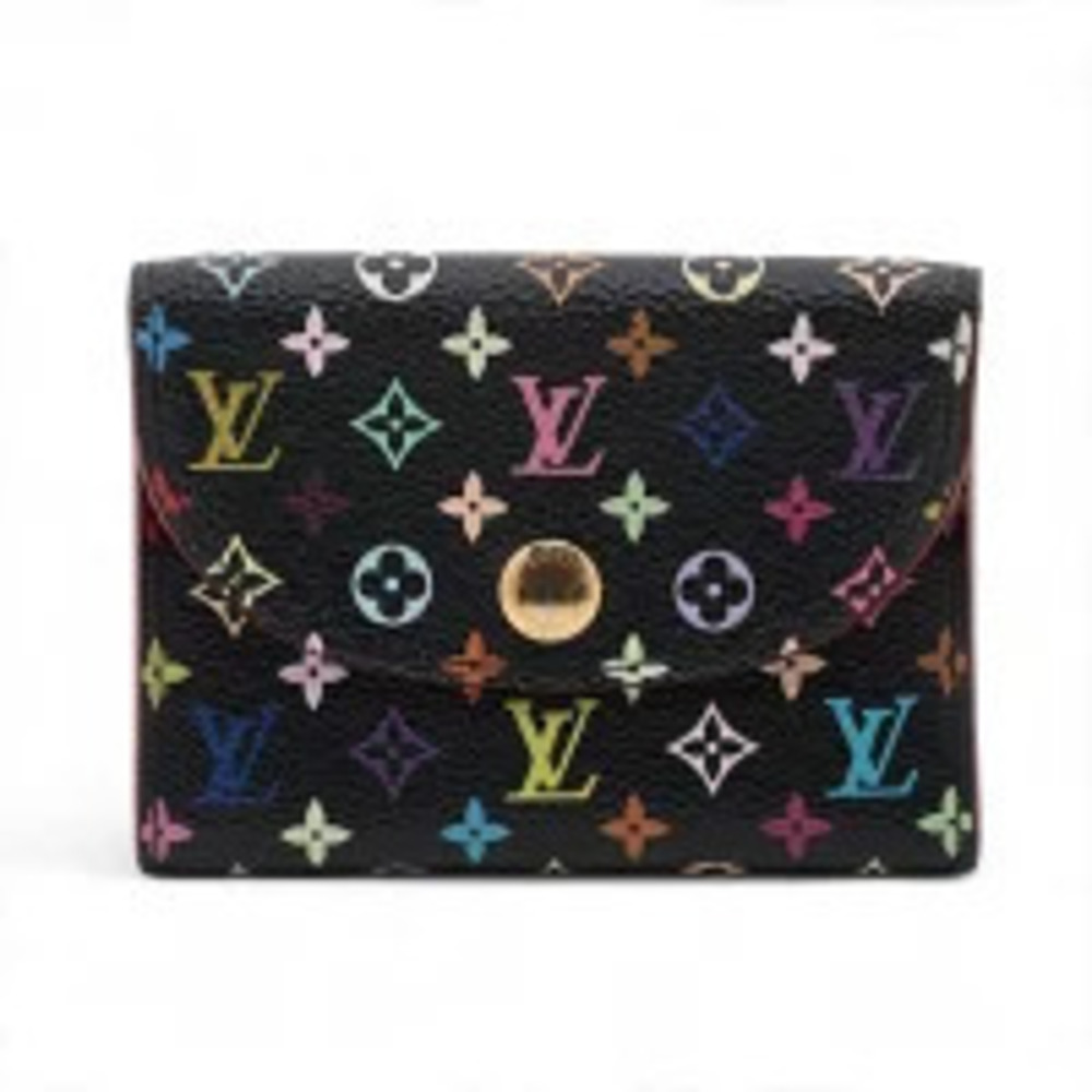 Louis Vuitton Monogram Multicolor Envelope coin case Wallet Noir Black